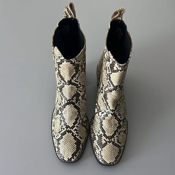 New Nordstrom Nohazina-Lea Caramel Snake Print Heel Ankle Boots Size 7.5 - Picture 6 of 8